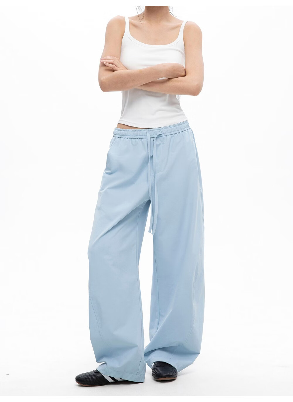 ICH MODE Women's American Style Straight White Pants Thin Loose Popular Cargo Sports Casual Pants White XL 21