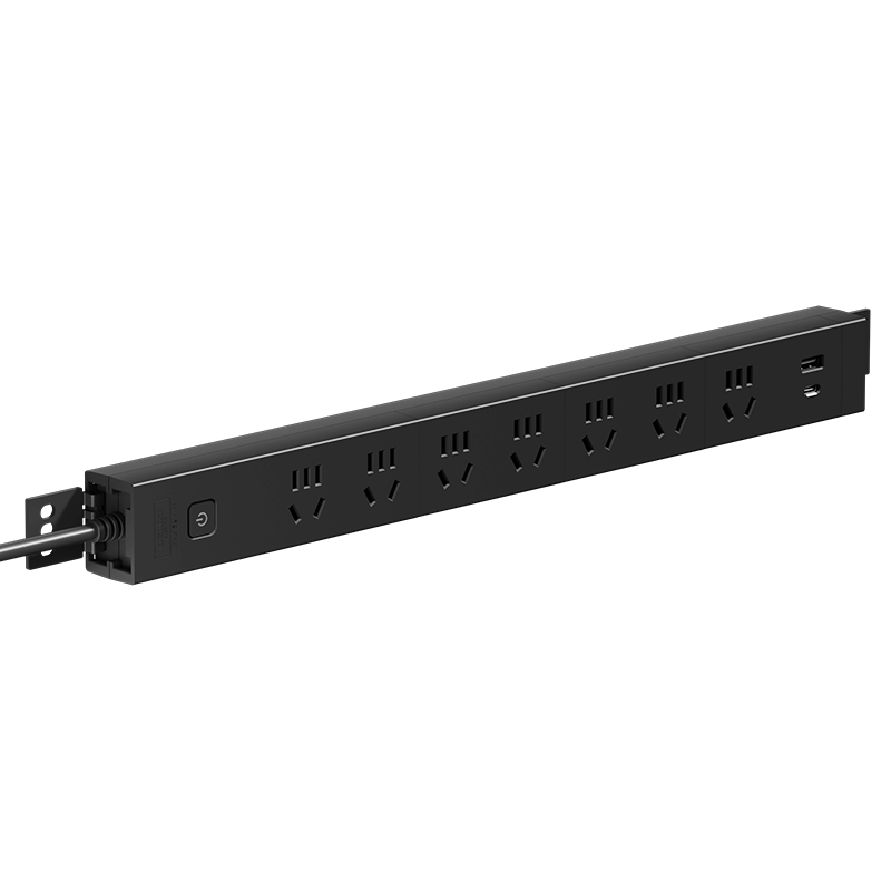 DELIXI PDU Desktop Power Strip 20W Fast Charging Overload Protection Under-Desk Gaming Cabinet Power Board 7 Outlets 1A1C Master Switch 2M Cable