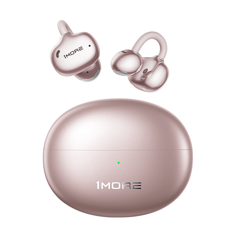 1MORE S22 Comfortable Bean Bluetooth Earphones Clip-On Open-Ear Sports Long Battery Life Noise Cancelling Compatible with Phones Jay Chou Rose Gold