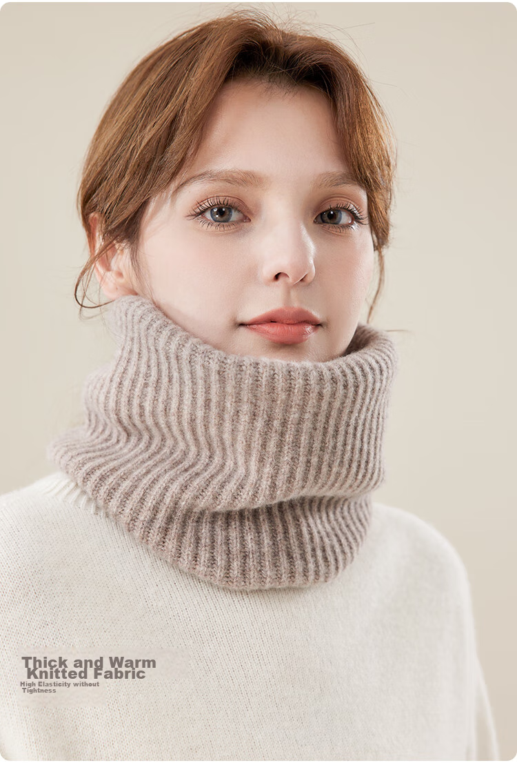 JIUMU Pure Wool Warm Neck Gaiter for Women, Autumn And Winter Thickened Cold-Proof Neck Protector, Women's Neck Warmer, Outdoor Scarf for Winter 5