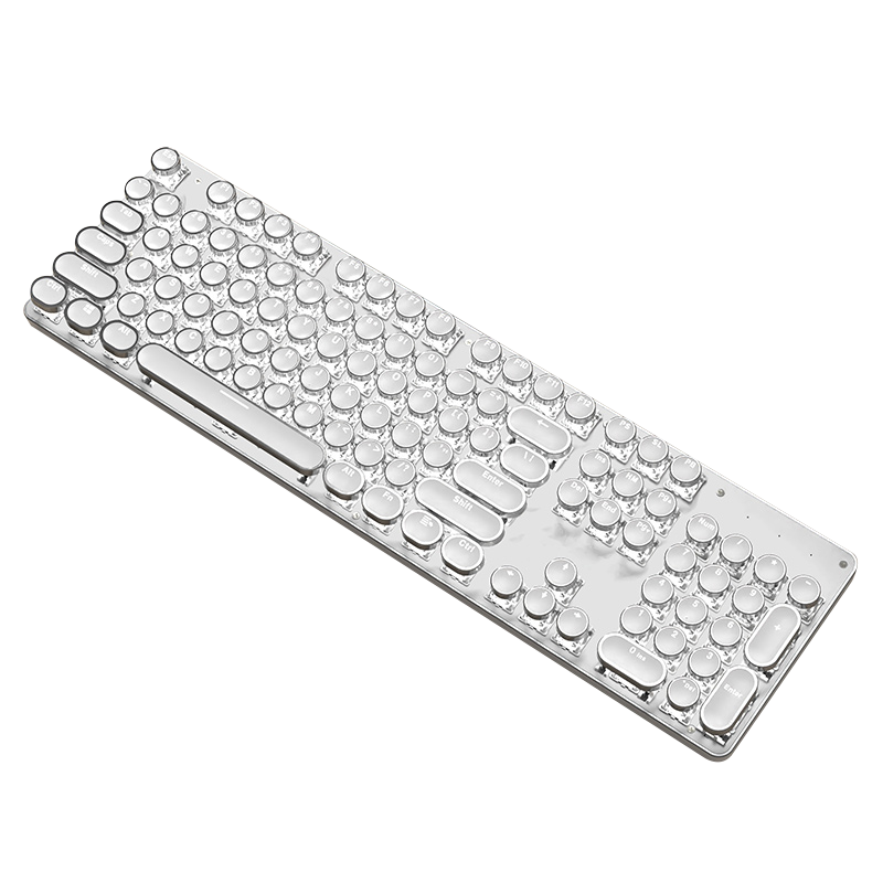 EWEADN TK950 Wireless Bluetooth Punk Mechanical Keyboard And Mouse Set with Wired Three-Mode Office Gaming Computer Laptop Blue Switch Retro Peripherals 104 Keys White White Light