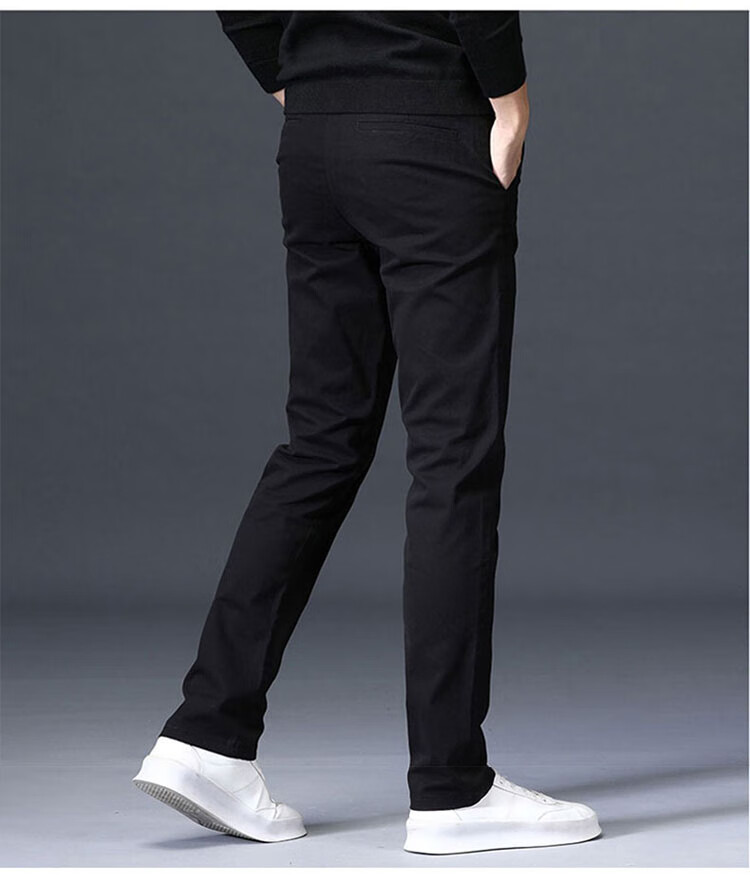 ROMON Men's Spring New Business Casual Pants High Cotton Loose Straight Long Pants Royal Blue 28 13