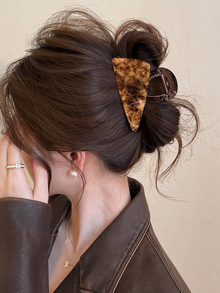 CHIMERA Amber Texture Elegant Triangle Hair Claw Clip for Bun Half-Up Ponytail Women's Birthday Gift 1