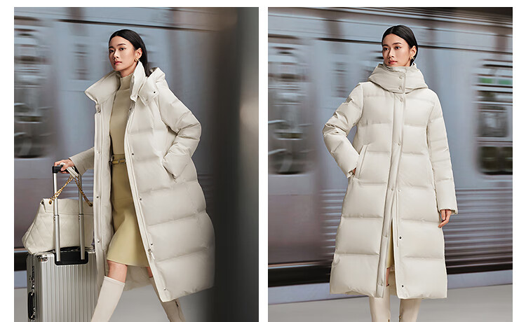 BOSIDENG 25 Years Women's Down Jacket Winter Goose Down Thickened Hooded Business Commuter Versatile Long Coat Mall Same Style 8