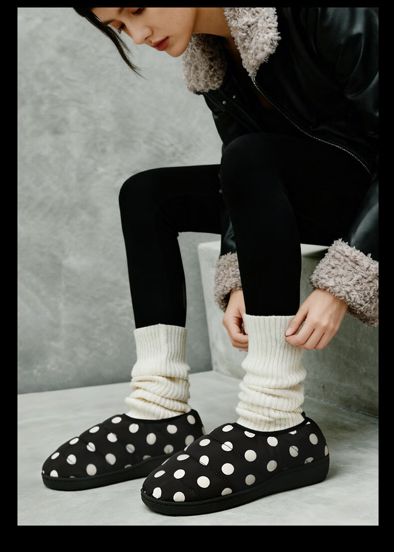 JD Jingzao Selected Down Cotton Slippers Home Outdoor Thickened Anti-Cold Indoor Non-Slip Men's Night Black Size 42-43 27