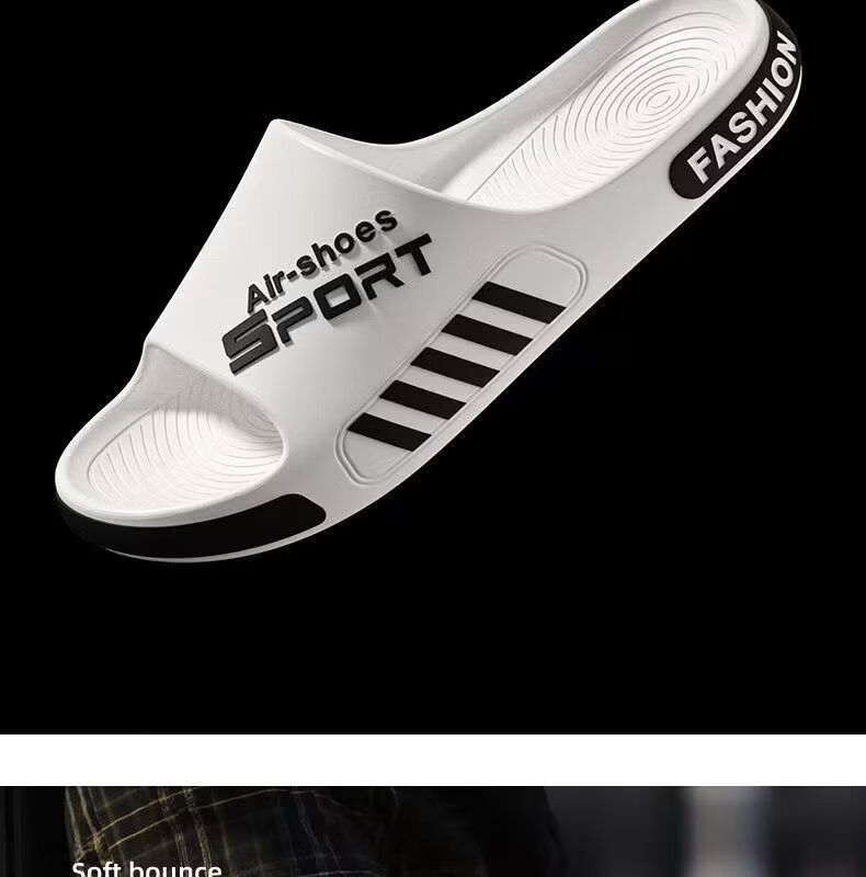 CXOCSI Men's Summer Indoor Home Shower Non-Slip Soft Sole Sports Beach Slippers Black Size 42-43 5