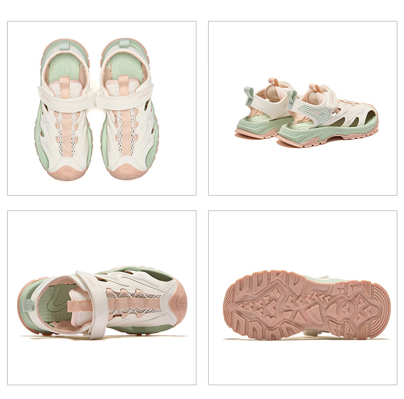ERKE Kids Sandals Boys and Girls Closed-Toe Anti-Collision Sandals Microcrystalline White/Pink Frost Color Size 34 57