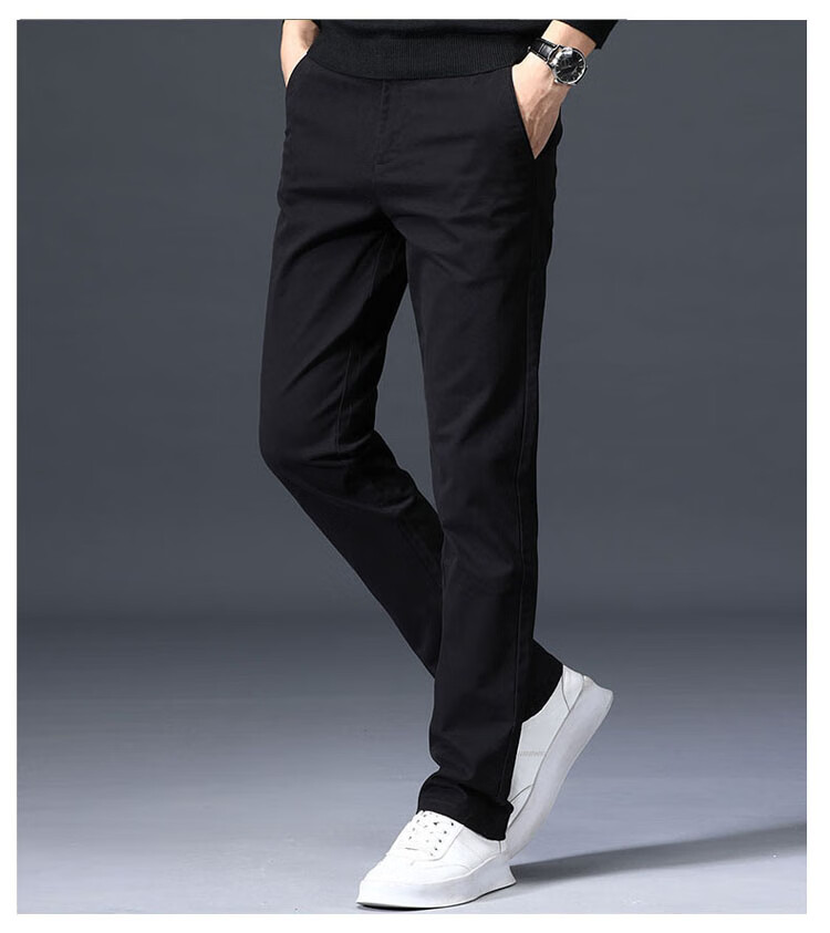ROMON Men's Spring New Business Casual Pants High Cotton Loose Straight Long Pants Royal Blue 28 12