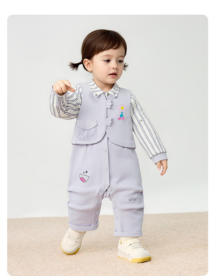 Balabala [balaOne] Kids Baby Outfit 2026 Spring Newborn Knitted Romper 7
