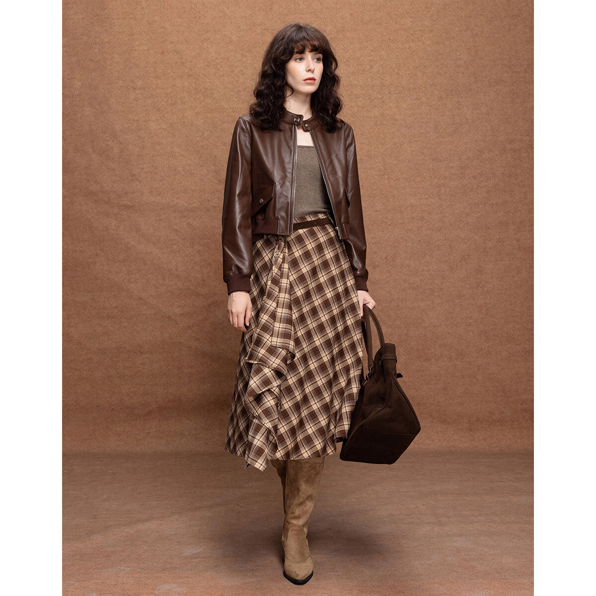 Demana [Hong Kong Style] Autumn Korean Design Irregular Ruffle Decor Mid-Length A-Line Women's Skirt