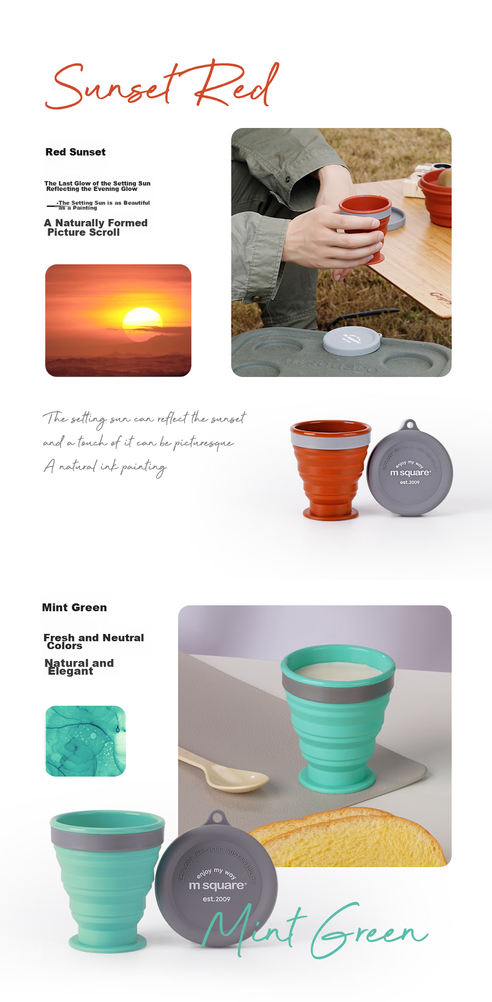 M Square Folding Cup, Portable Travel Silicone Cup And Bowl, Food-Grade Ramen Bowl, Camping Outdoor Picnic Baby Bowl, Cherry Blossom Pink 10