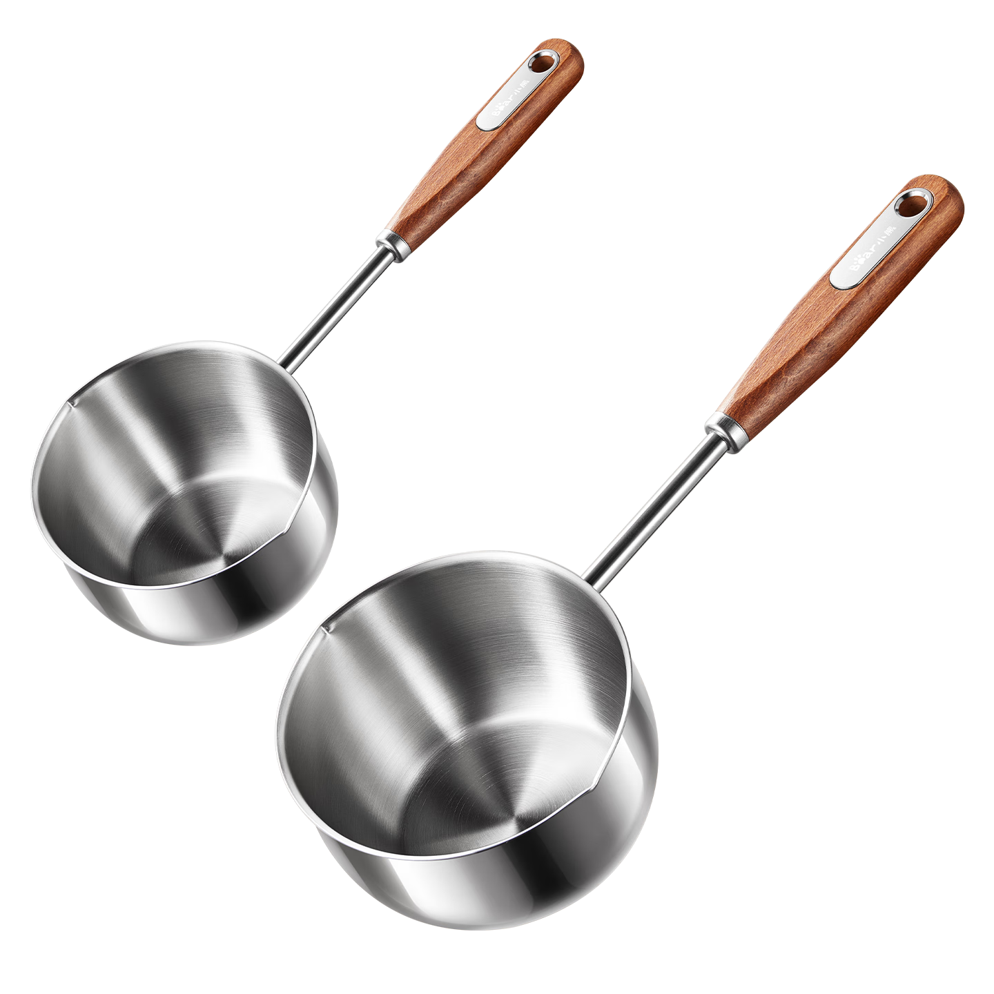 Bear Oil Pouring Pot, 304 Stainless Steel Hot Oil Small Pot, Household Wooden Handle Anti-Scalding Oil Drizzling Pot without Coating, 500ml