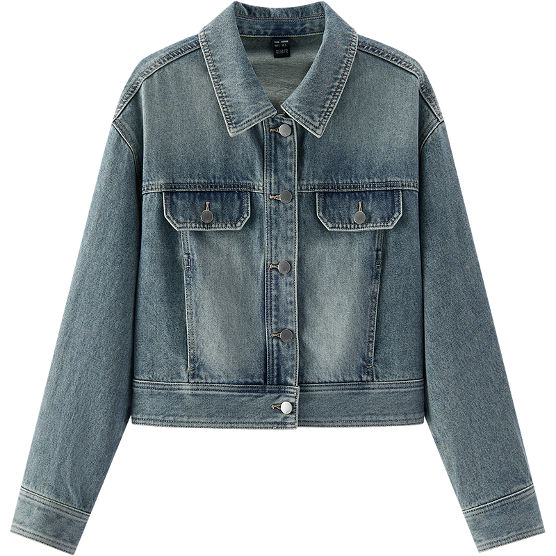 Semir Women's Denim Jacket Short Retro Fashion Boxy Jacket 2026 Spring Commuter 109126108005