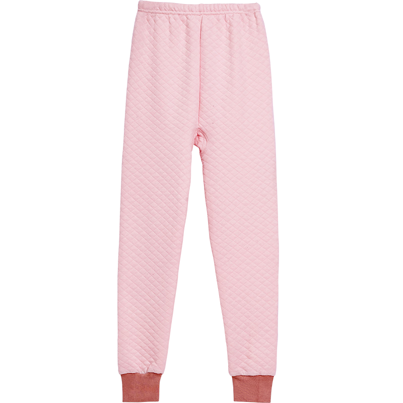 Hodohome Children's Thermal Underwear, Girls' Three-Layer Padded Thickened Autumn Pants, Air Layer Cotton Single Pants for Older Children, 270 165