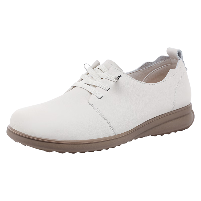 Red Dragonfly Women's Work Shoes New Cowhide Commuter Slip-On Durable Flats WTB161192 Off-White Size 38