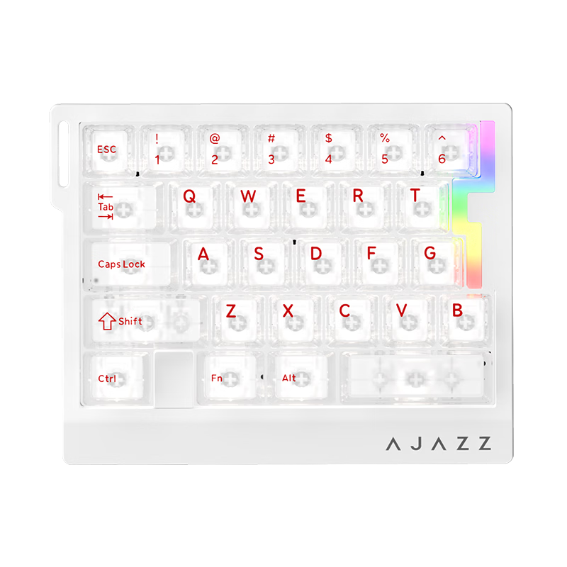 AJAZZ AK029 Wired Magnetic Axis One-Handed Magnetic Axis Keyboard 8K Report Rate RGB Lighting 29 Keys RT0.01 Valorant Crystal Axis Original White Transparent