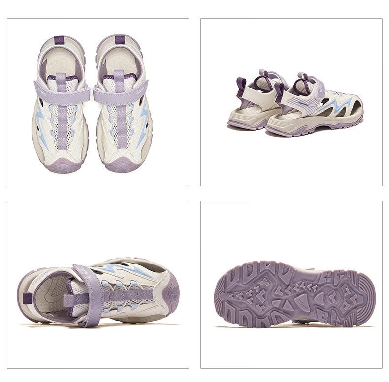 ERKE Kids Sandals Boys and Girls Closed-Toe Anti-Collision Sandals Microcrystalline White/Pink Frost Color Size 34 53