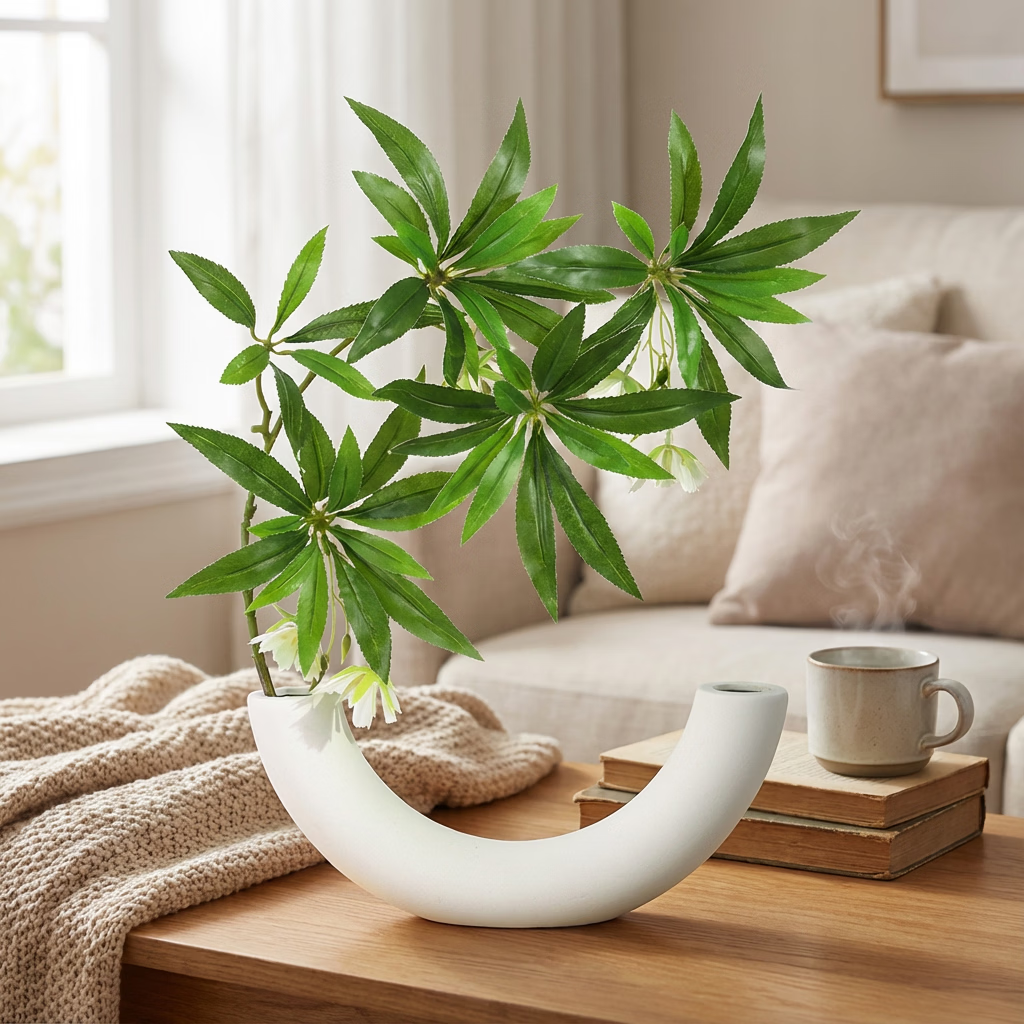 Qiju Yaji Artificial Green Plant Water Stone Banyan Entrance Hall Homestay Tea Room INS Style Decorative Indoor Landscape Ornament with Vase 20351