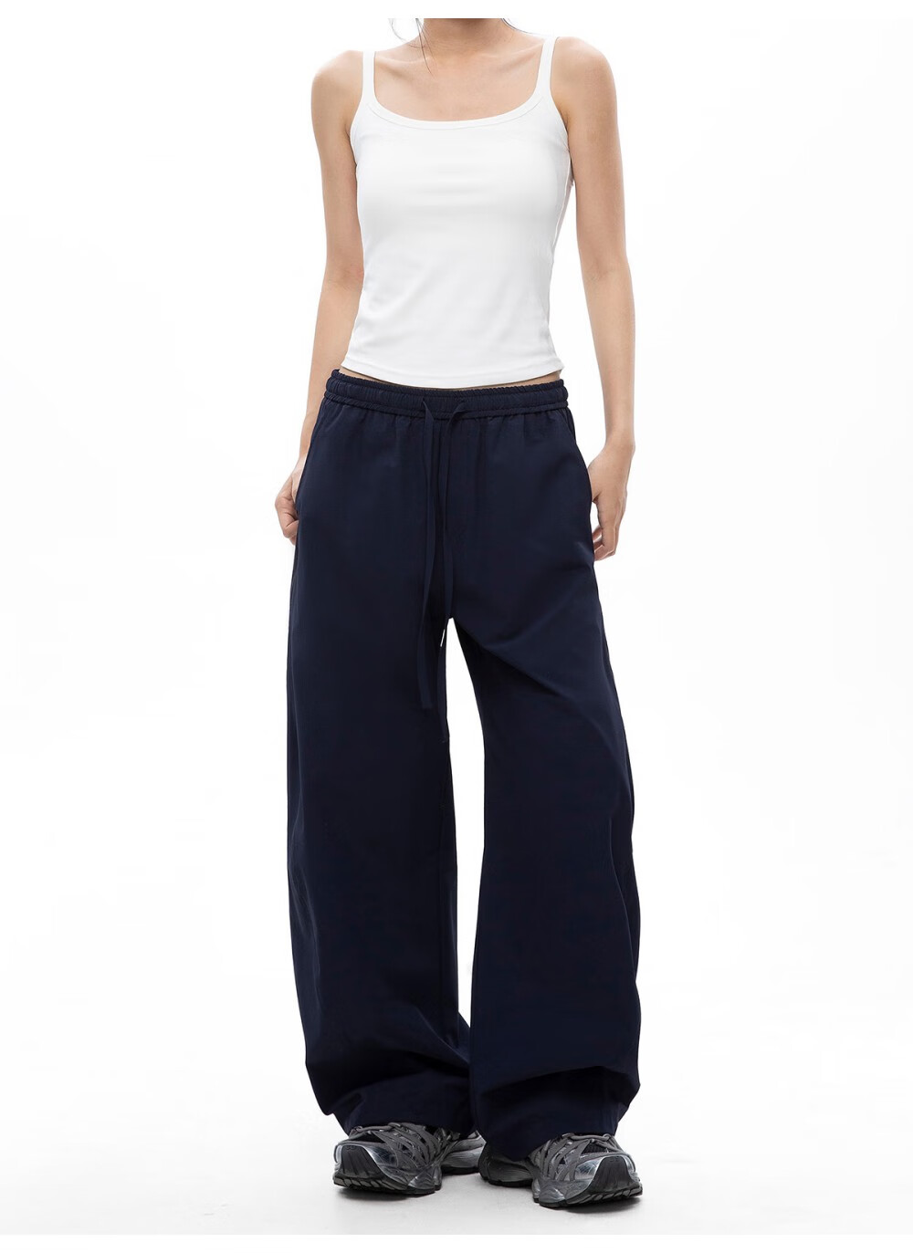 ICH MODE Women's American Style Straight White Pants Thin Loose Popular Cargo Sports Casual Pants White XL 12