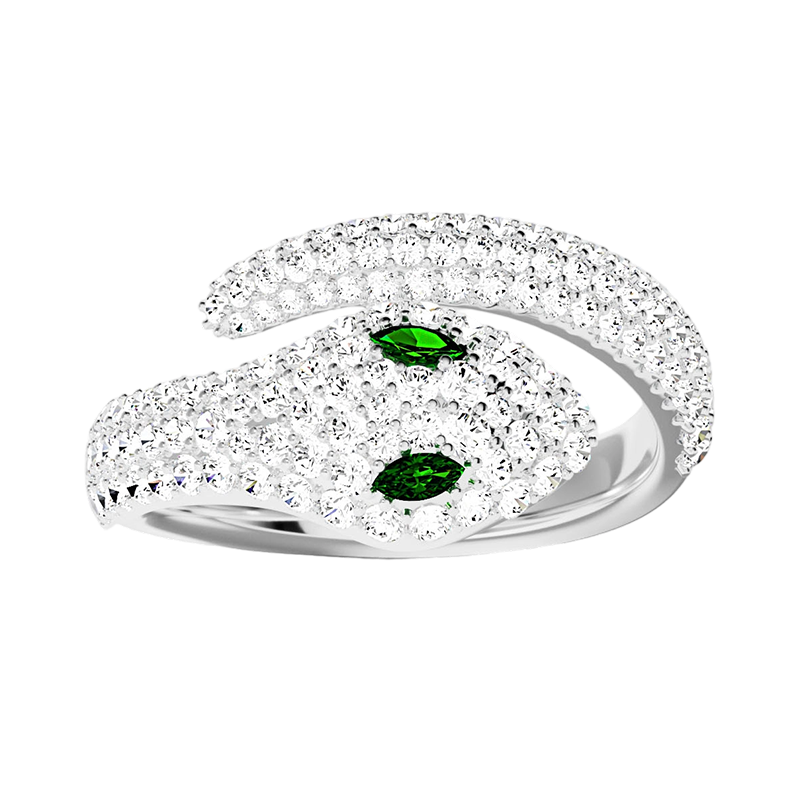 APM Monaco Green Eye Snake Ring, Luxurious High-End Couple Rings, Birthday Gift for Girlfriend Or Wife
