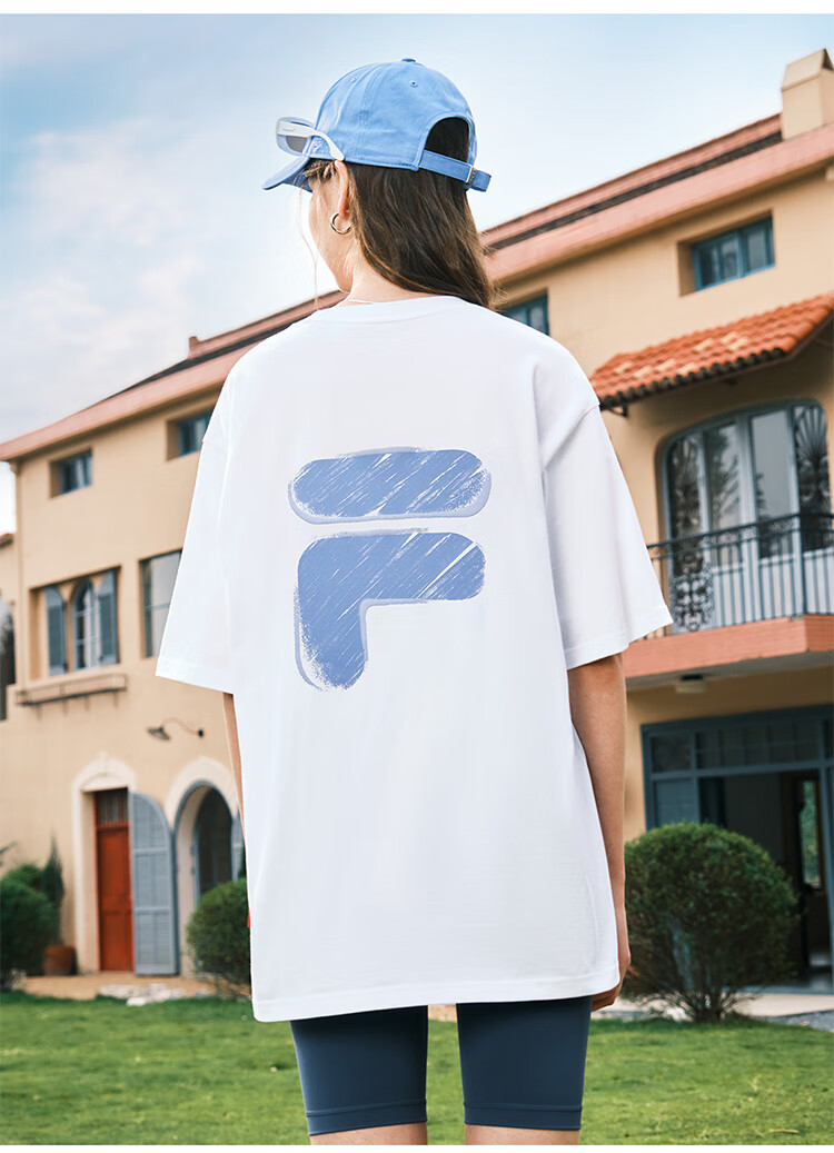 FILA FUSION Fashion Brand Zhang Hao Couple Knit Short Sleeve Shirt 2026 Spring Casual Loose Pure Cotton T-Shirt 45