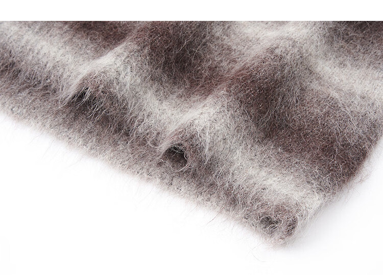 Demana Premium Alpaca Wool Blend Gradient Stripe Crew Neck Sweater Women's Fluffy Soft Knit Top Winter 14