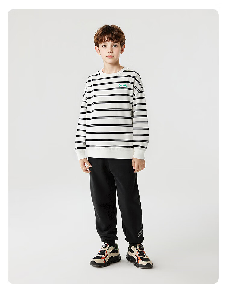 Balabala [balaOne] Kids Long Sleeve Hoodie Boys Girls 2026 Spring Striped Top Trend 9
