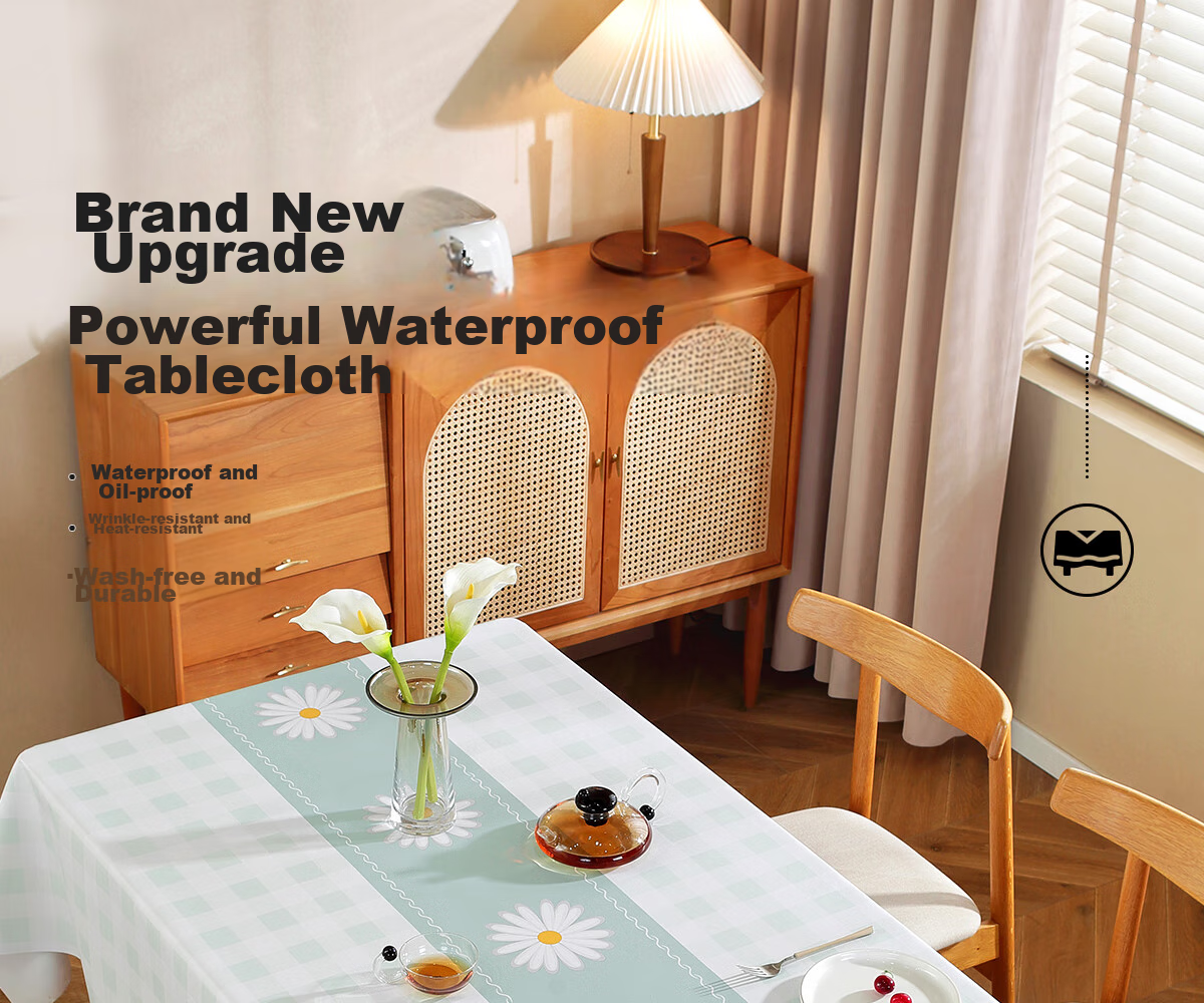Mihua Rectangular Tablecloth, Waterproof And Oil-Proof, Washable, Heat-Resistant PVC Table Mat, Coffee Table Cover, Small Floral Patter 1