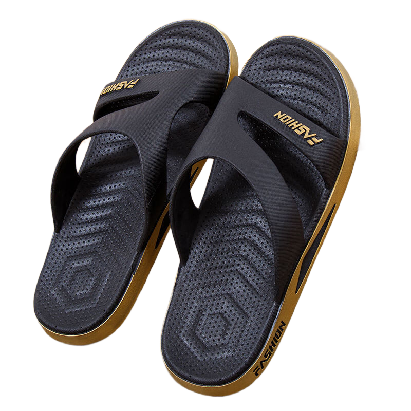 FOOTOPPO Men's Beach Outdoor Trendy Open-Toe Slippers Non-Slip Bathroom Sandals Summer College Student Casual Sandals