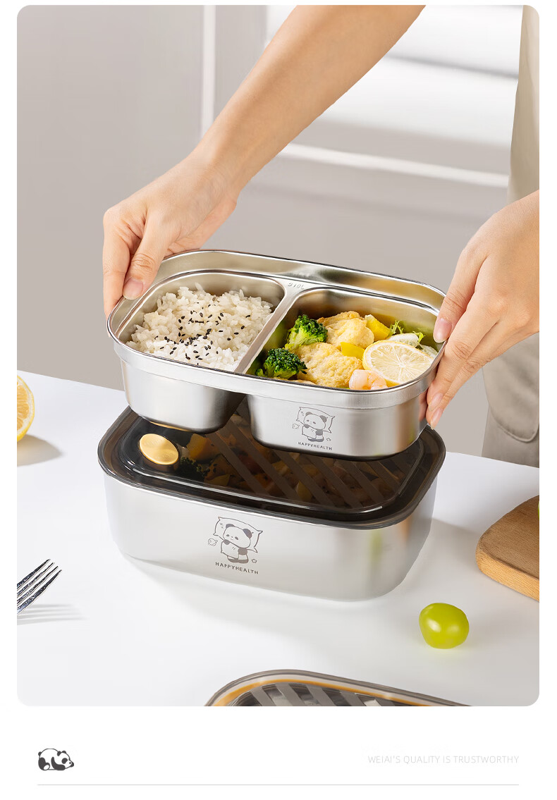 Newair 316 Stainless Steel Microwaveable Food-Grade Divided Lunch Box for Students and Office Workers 7