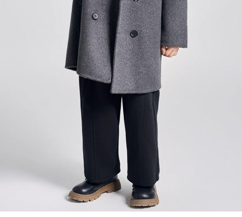 Romon Kids Reversible Wool Coat Autumn Winter Boys Girls Woolen Mid-Length Korean Style Jacket Charcoal Gray 170 22
