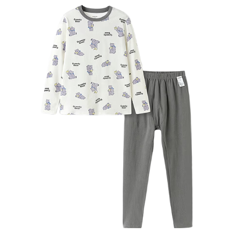 Balabala Boys' Underwear Set Children's Two-Piece New 2025 Autumn Winter Soft Skin-Friendly Girls' Thermal Top and Bottom