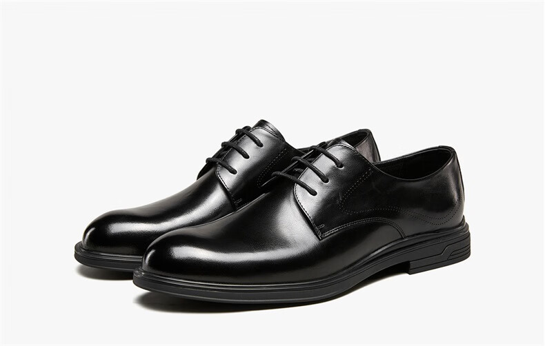 Eierkang Men's Spring and Autumn Genuine Leather Business Formal Shoes British Style Commuter Wedding Shoes 61303W Black Size 41 11