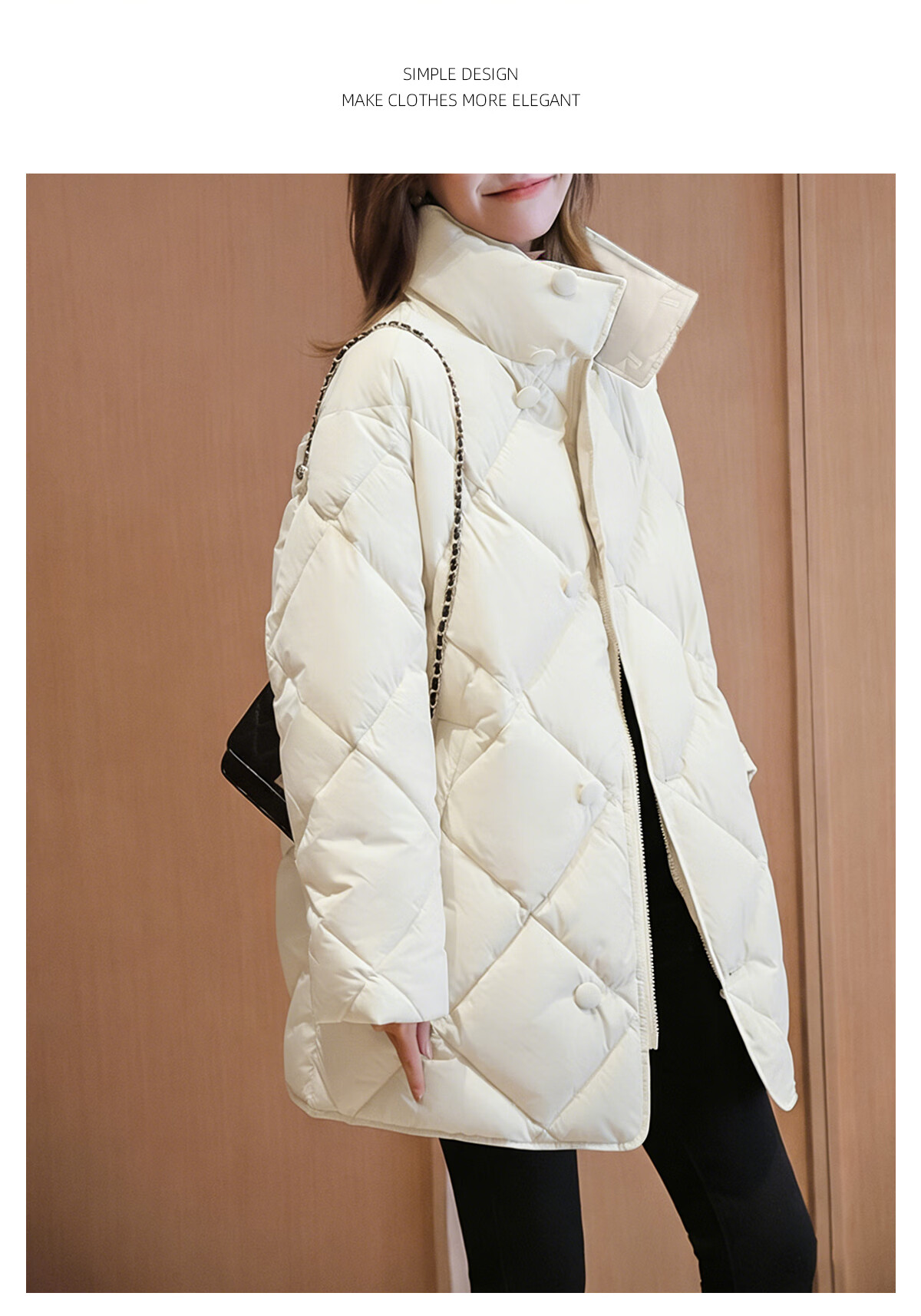 PinCai Women's Quilted Mid-Length Stand Collar Cotton Jacket Winter Windproof Over-the-Knee Coat P144M1010 7