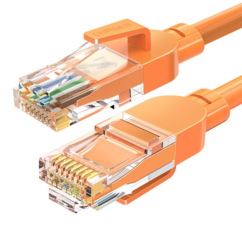 CHOOSEAL (CHOSEAL) Cat6 Gigabit Ethernet Cable, Engineering Computer Monitoring 8-Core Twisted Pair, Home-Use Patch Cord, 8 Meters, Orange, QS5062C