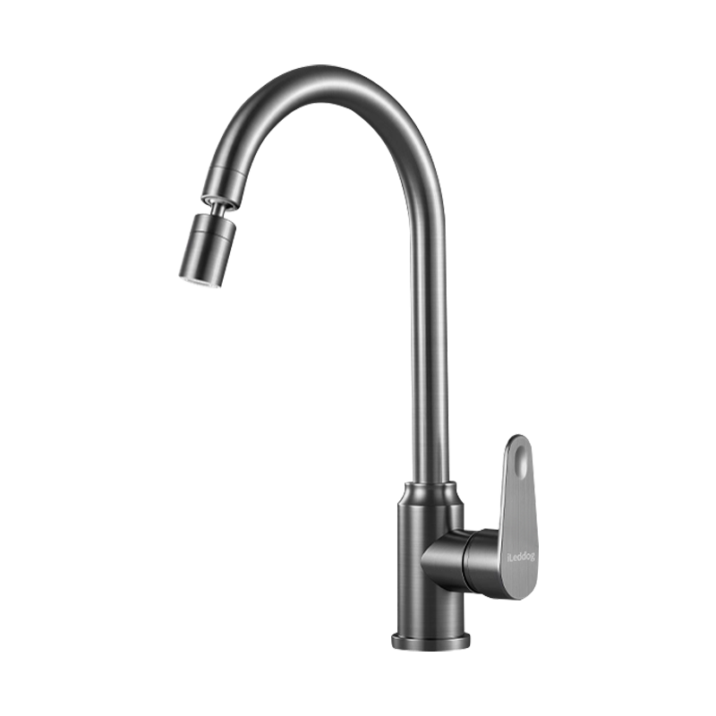 ILeddog [Germany] All-Copper Kitchen Faucet Hot and Cold Sink Swivel Splash-Proof CFLT-GY2D
