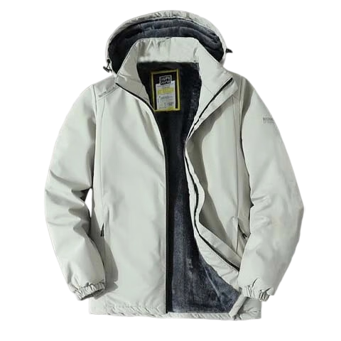 MiiOW Men's Cotton Padded Hooded Jacket Long Sleeve Warm Thickened Coat Khaki 5XL