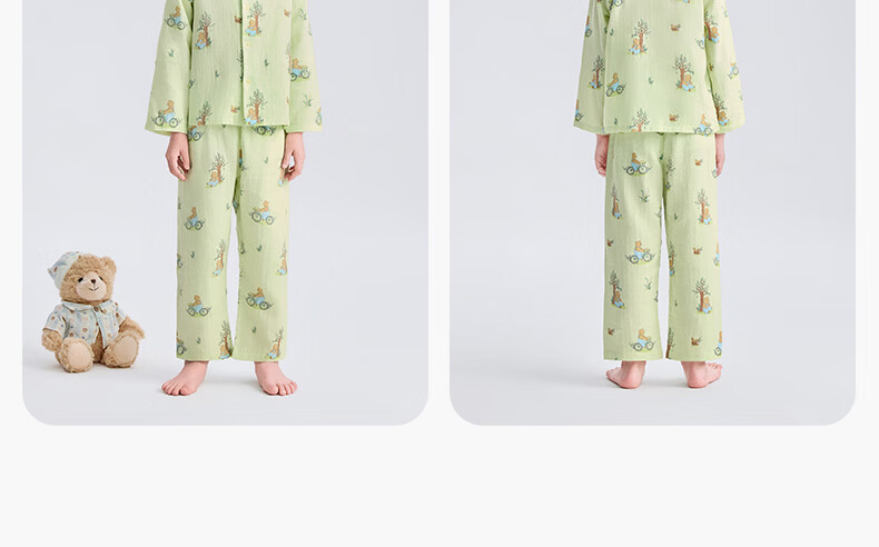 PurCotton New Children's Pajamas Ultra-Soft Double-Layer Gauze Homewear Set Boys Girls Air-Conditioned Breathable Dry Four Seasons 22