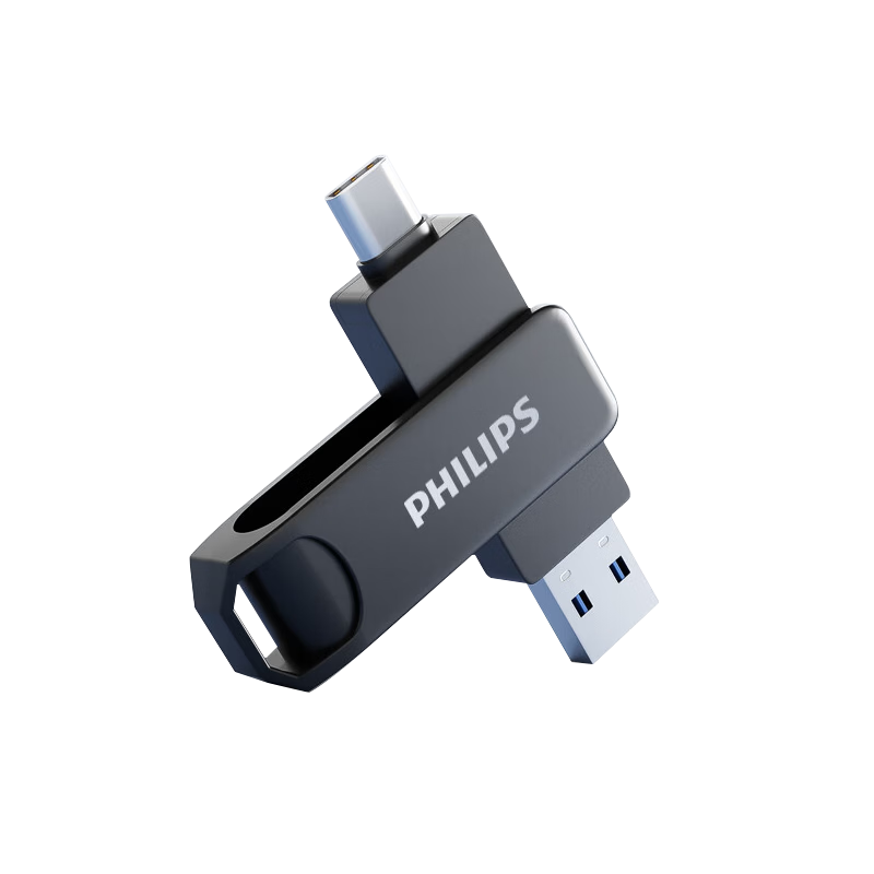 PHILIPS 128GB Type-C USB3.2 Dual Interface Mobile Phone USB Drive 61UT-D Gray High-Speed Read and Write Durable USB Flash Drive for Business Office and Study