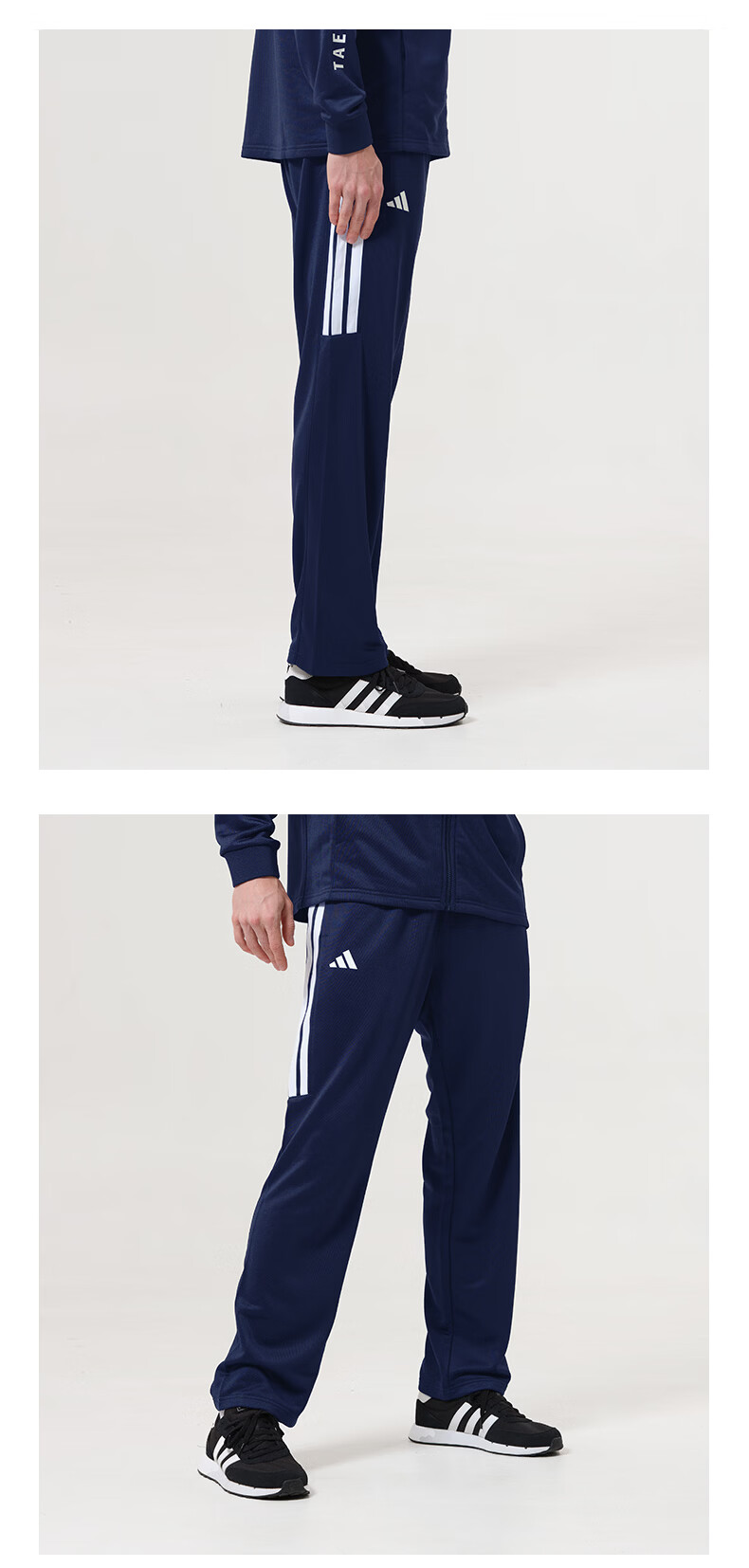 Adidas Men's Skin-friendly Breathable Straight-leg Sports Pants Loose Fit Casual Sweatpants Black White L 5