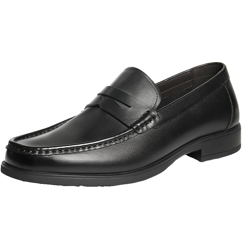 Belle Slip-On Loafers Men 2026 Spring Summer Commuter Cowhide Business Leather Shoes A2327 Black - Moccasin 42