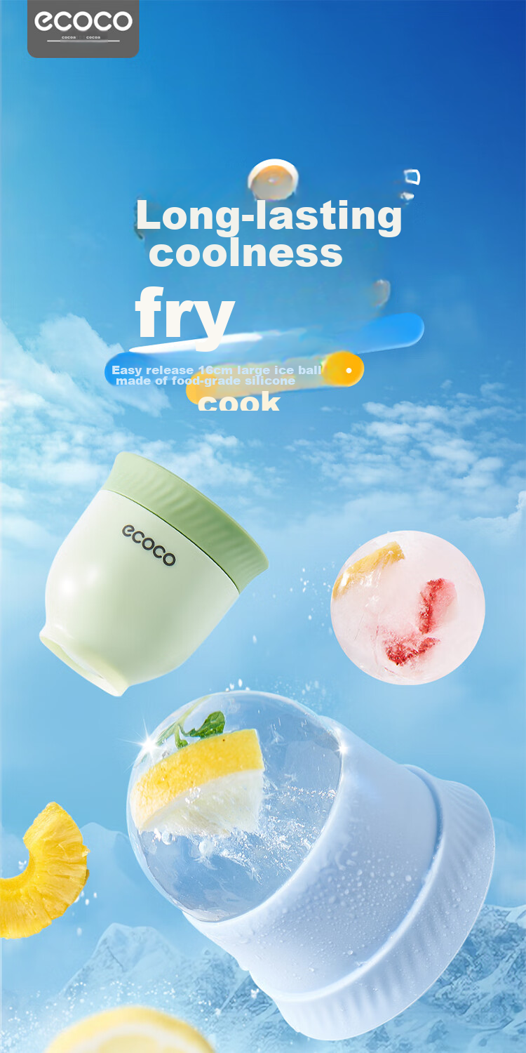 Ecoco Ice Ball Mold Whiskey Round Ice Cube Tray, Home Ice Maker, Food-Grade Silicone Large Spherical Mold E23160 1