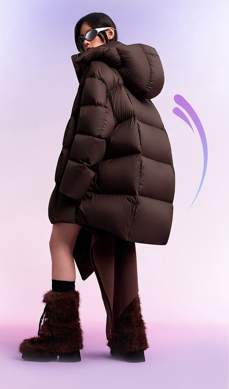 BOSIDENG 25-Year Winter Puff Down Jacket Women 90% Down Thickened Hooded Loose Mid-Length Lazy Style Coat 3