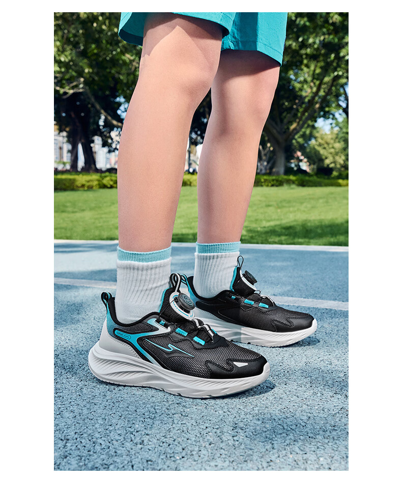 ERKE Kids Unisex Sports Shoes Children's Dial Buckle Mesh Running Shoes Microcrystalline White/Moonstone Gray Size 34 13