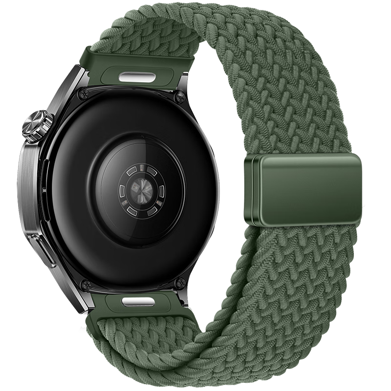 Weiqiantu Magnetic Woven Strap for Huawei Watch GT6/5/4/6 Pro/Watch 5/4 Pro/3 Pro 46/48MM Quick Release Button Dark Olive Green