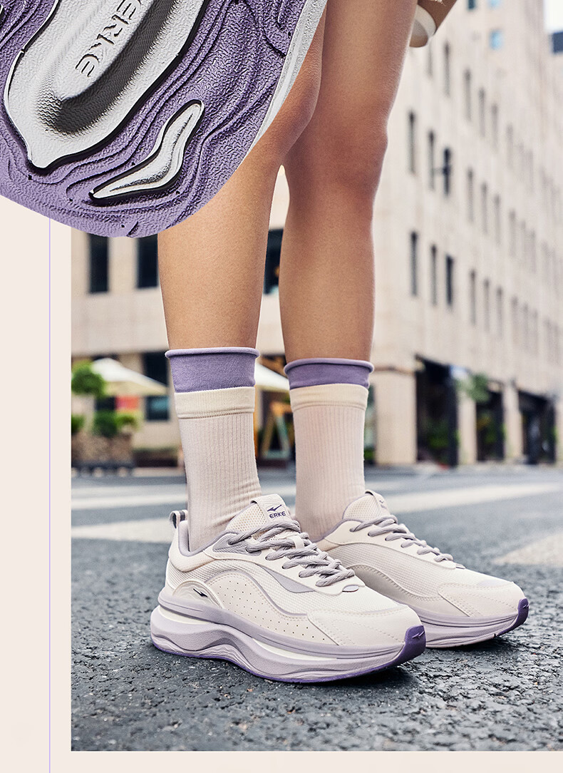 ERKE Casual Shoes 26 New Women's Comfortable Thick-Soled Shock-Absorbing Versatile Sports Dad Sneakers | Fengxuan 2 3