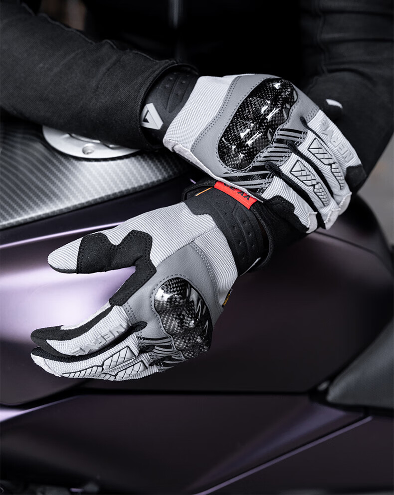 NERVE Cyber Motorcycle Riding Gloves Magnetic Spring Summer Unisex Carbon Fiber Protective Ventilated Breathable Black/Grey 2XL 14