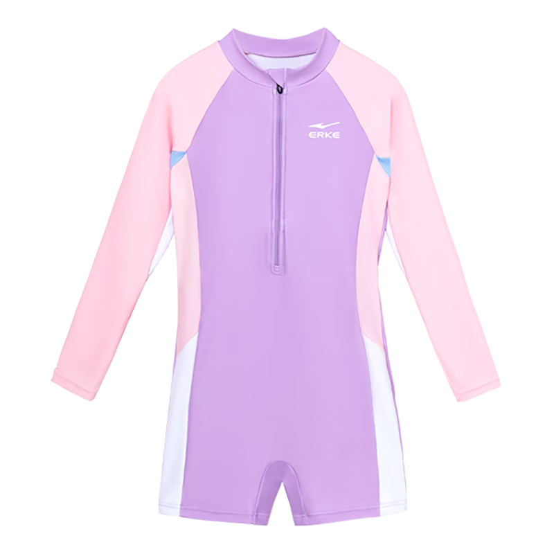 ERKE Girls' One-Piece Swimsuit, Square Leg Design, Breathable And Comfortable Hot Spring Swimwear for Children And Teens