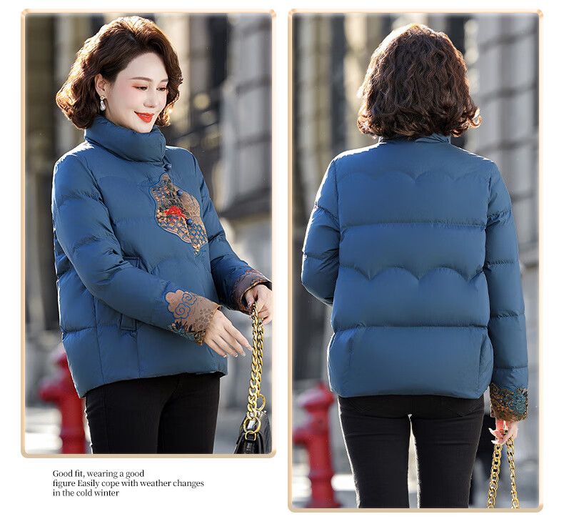 SNOWFLYING Women's Short Down Jacket 2025 Winter Loose Warm Stand Collar 90% Down Coat Mom Style Dark Red L 13