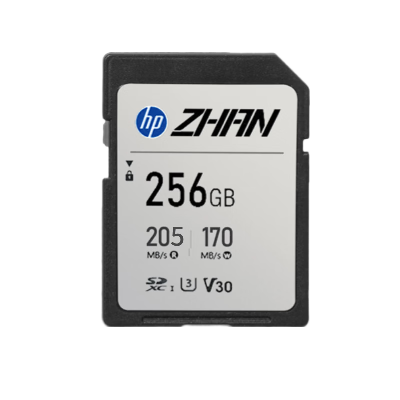 HP 256GB SD Memory Card 4K V30 U3 C10 Camera Storage Card 205MB/s Read 170MB/s Write Memory Card for Mirrorless/DSLR Cameras